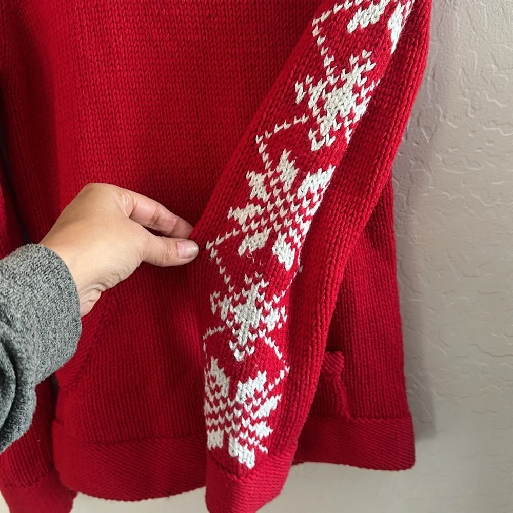 GAP KID CHRISTMAS SWEATER Hoodie KANGAROO POCKET SIZE XL (12) Red White silver